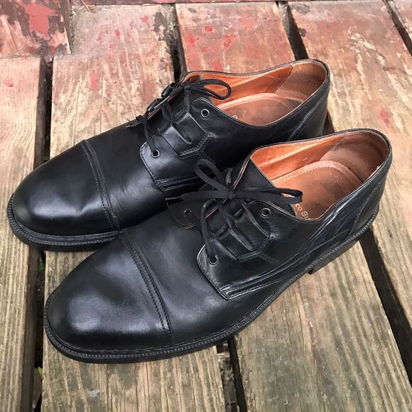 BACCO BUCCI Black LEATHER TIE OXFORDS MADE IN ITALY  Mens US SZ 13 Dress Shoes main image 6